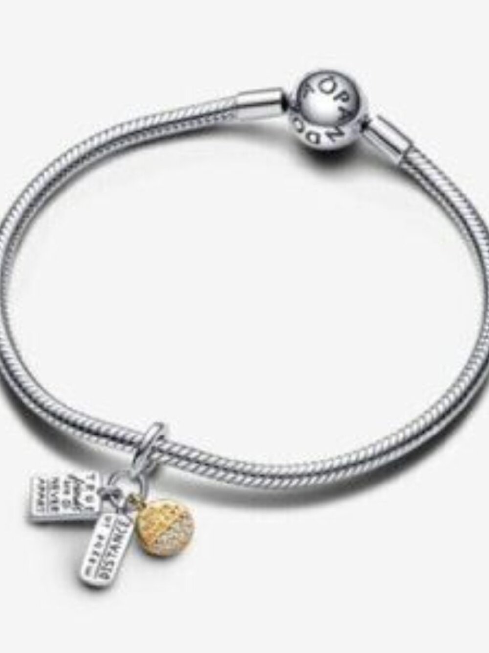 Pandora Two-Tone 'True Friends Are Never Apart' Dangling Charm - Silver & Gold - Picture 3 of 5